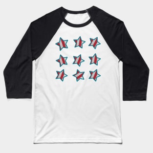 American Stars Embroidery Sticker Baseball T-Shirt